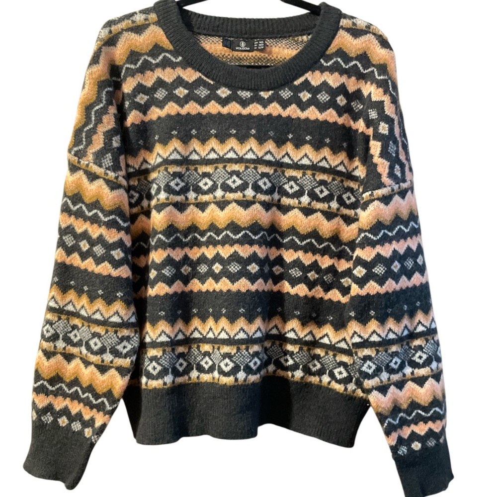 Volcom M/L Not Fairisle Sweater Patterned Black A… - image 2